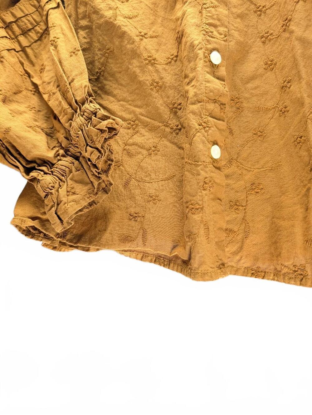 Universal Thread Brown Embroidered Button-Up Blouse Ruffle - Picture 3 of 5
